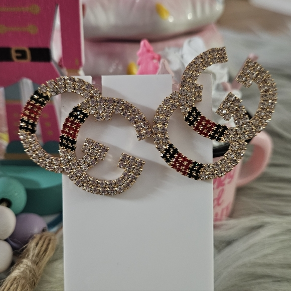 Jewelry - Elegant Gold and Black Crystal Earrings